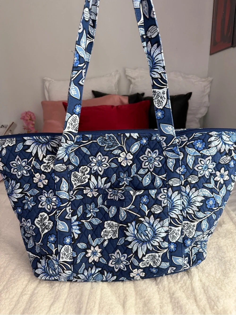 Quilted Vera Bradley Floral Navy Tote Bag - Women